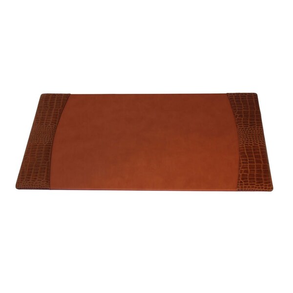 Protacini Cognac Brown Italian Patent Leather 3-Piece Desk Set